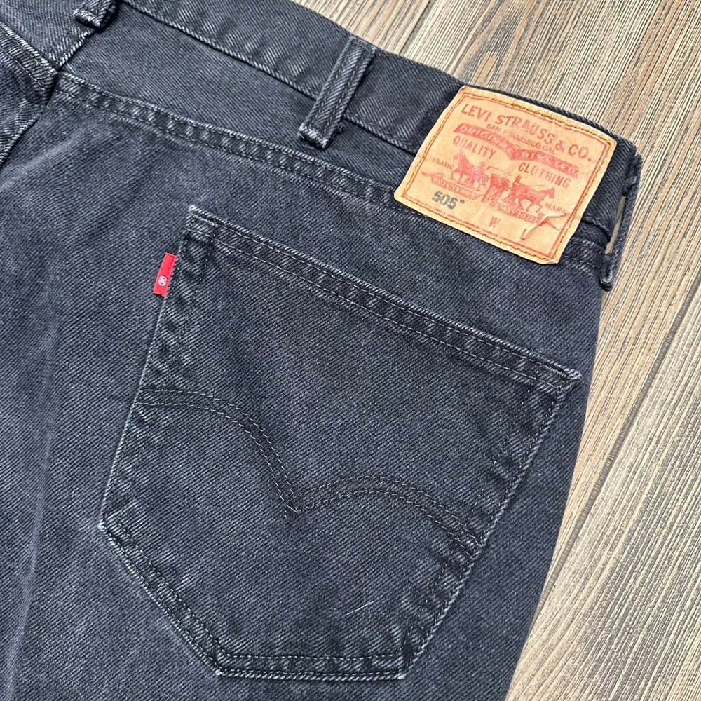 Levi's 505 Black Jeans Mens 42x38 Straight Leg Denim Classic Fit Pants